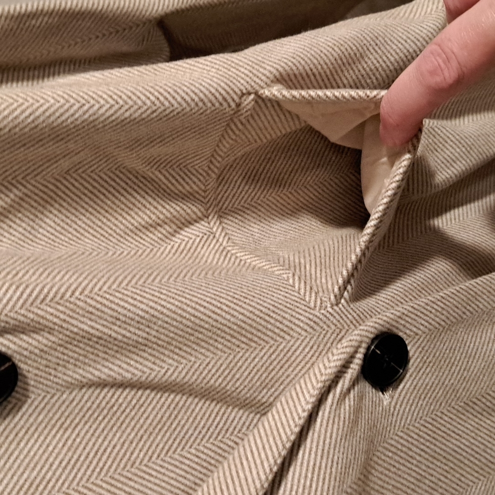 🙂New Chevron Ribbed Double Breasted Lapel Collar Blazer - Picture 13 of 16